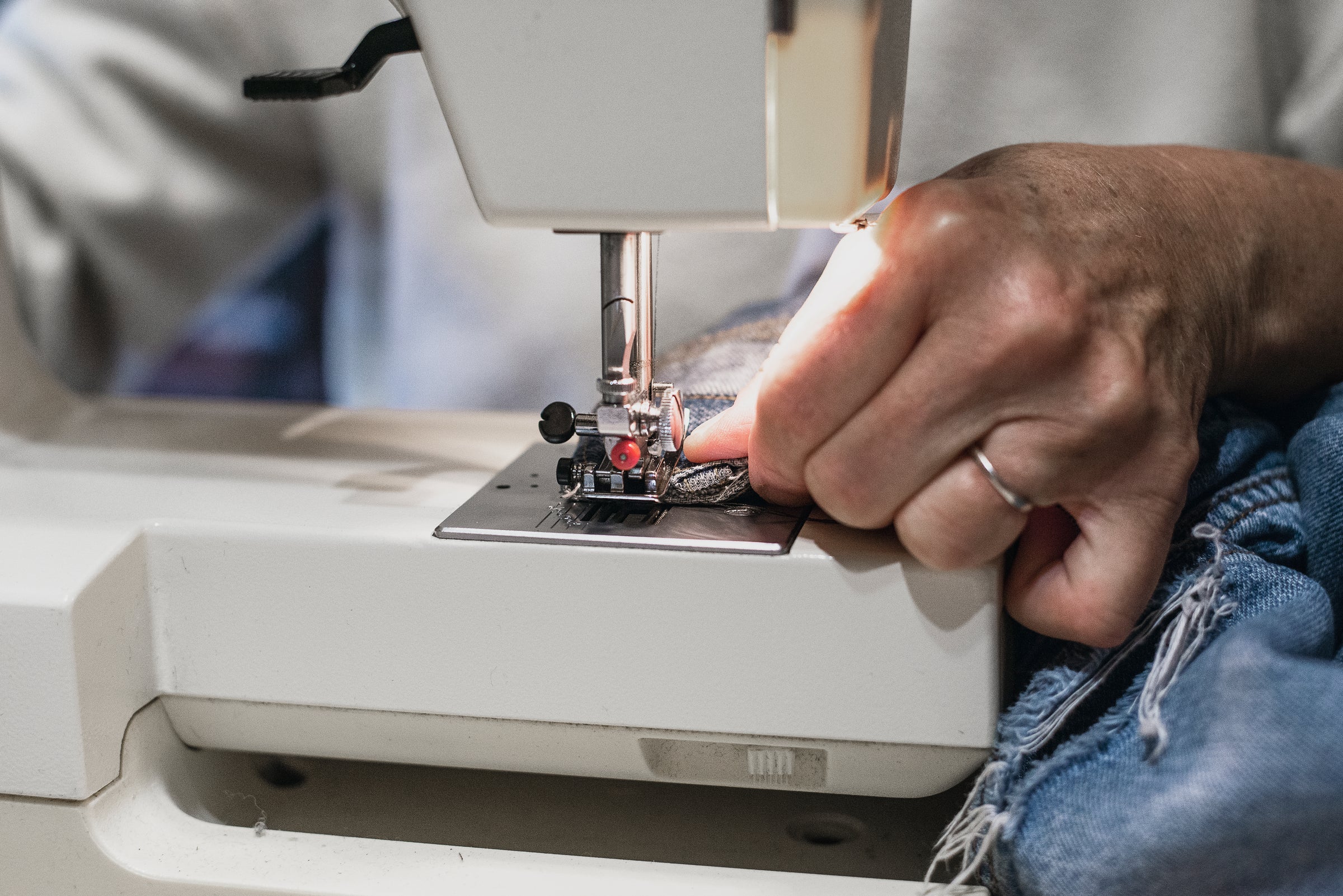 Stitching an item on a sewing machine