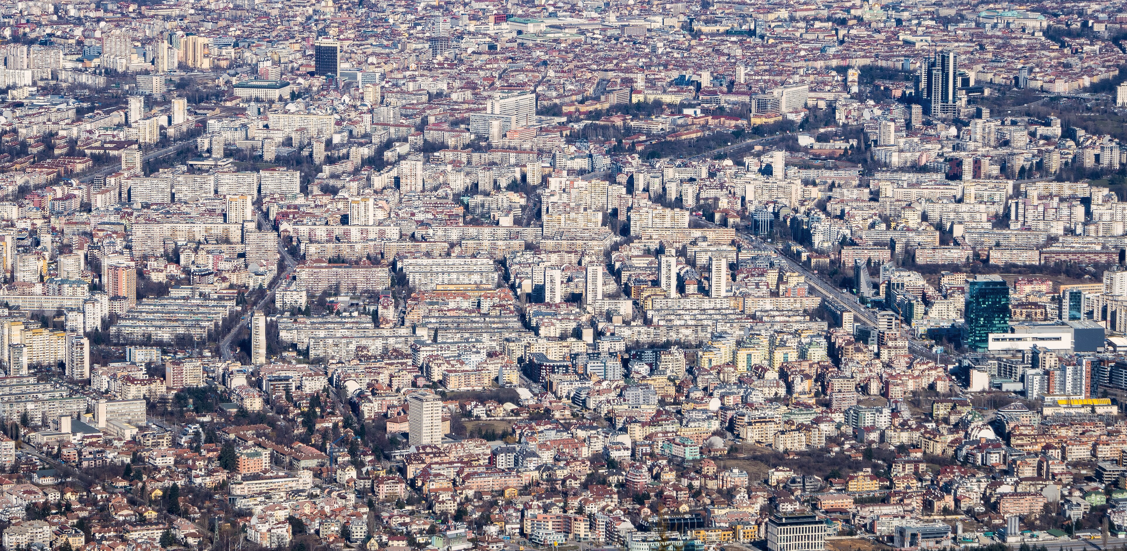 View across the built-up area of Sofia, Bulgaria