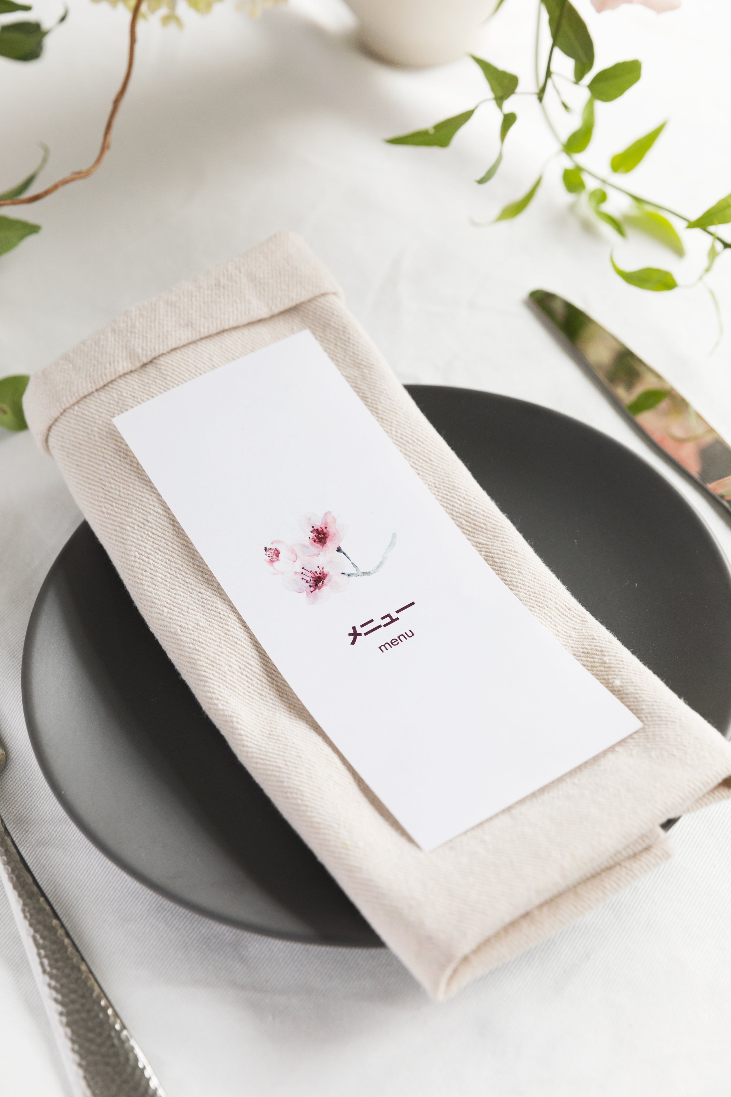 Linen napkin on a laid table